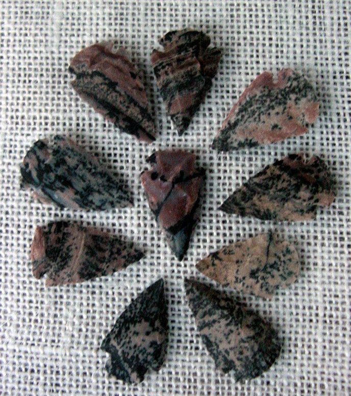 10 arrowheads with spots spotted replica nice bird points ks499