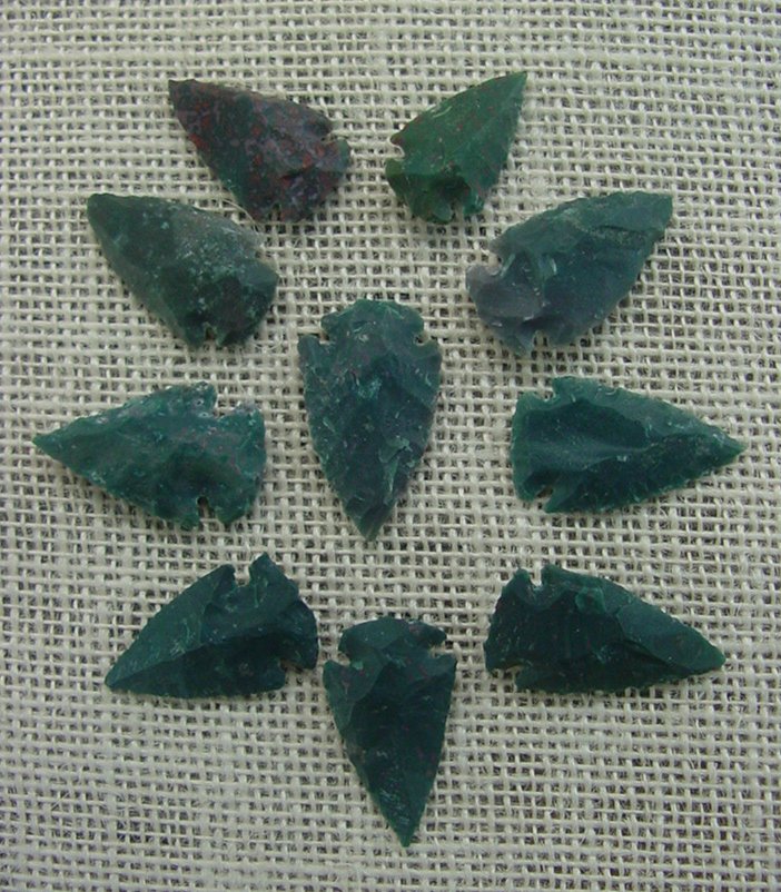 10 arrowheads dark green stone points replica arrow heads sp2