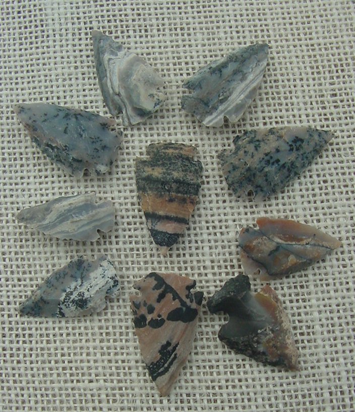 10 replica arrowheads color stone arrow head bird points ks509