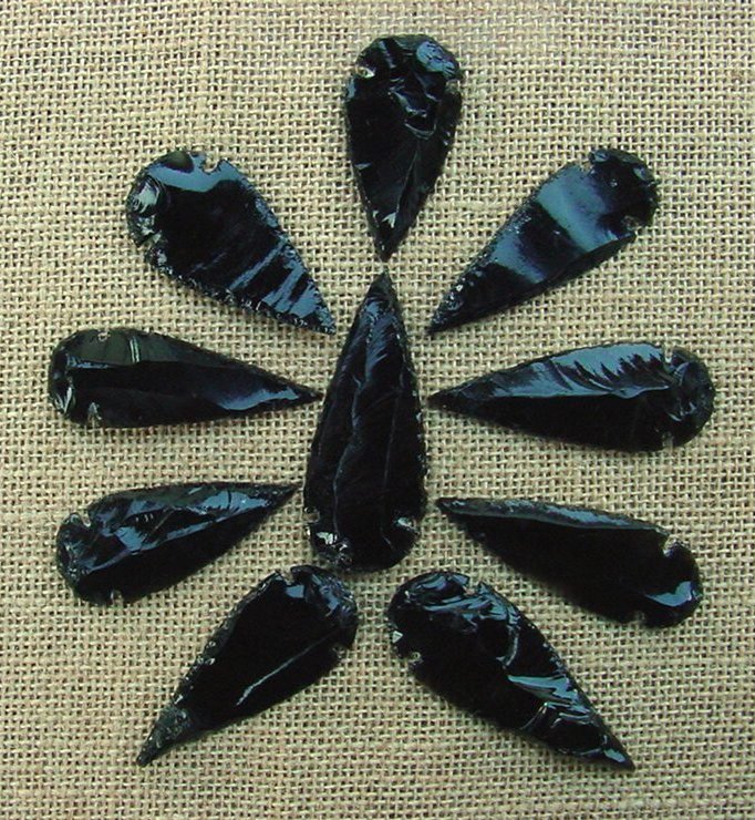 10 pcs Obsidian Arrowhead Points