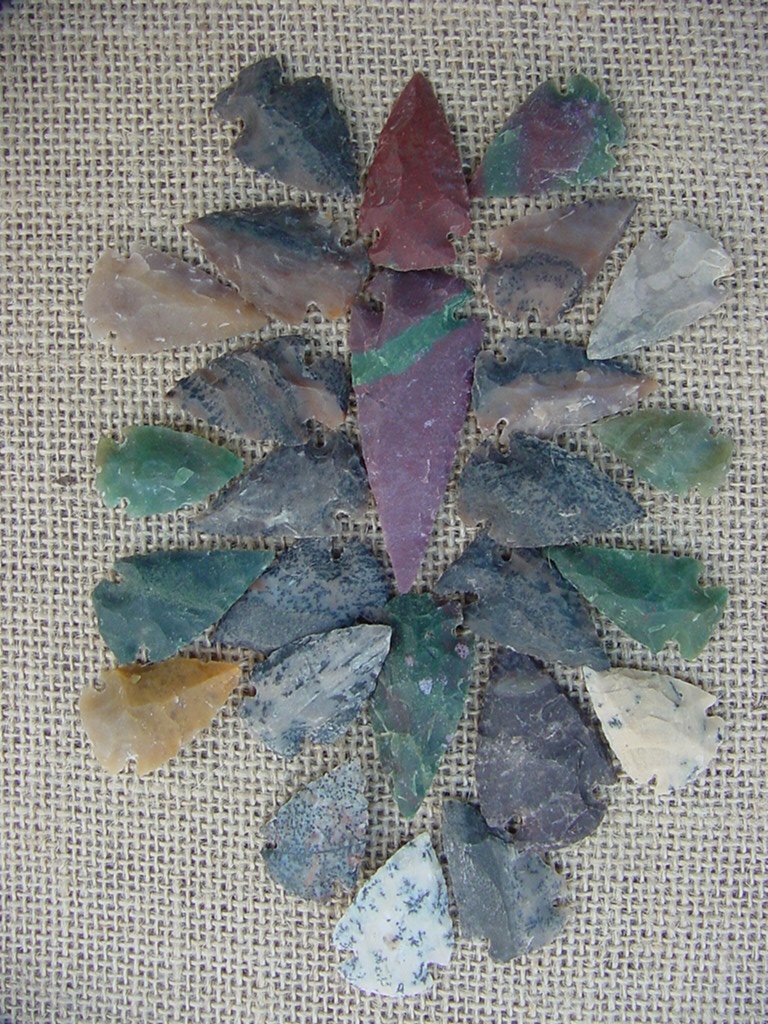25 pc arrowheads 1 spearhead stone reproduction collection kc160