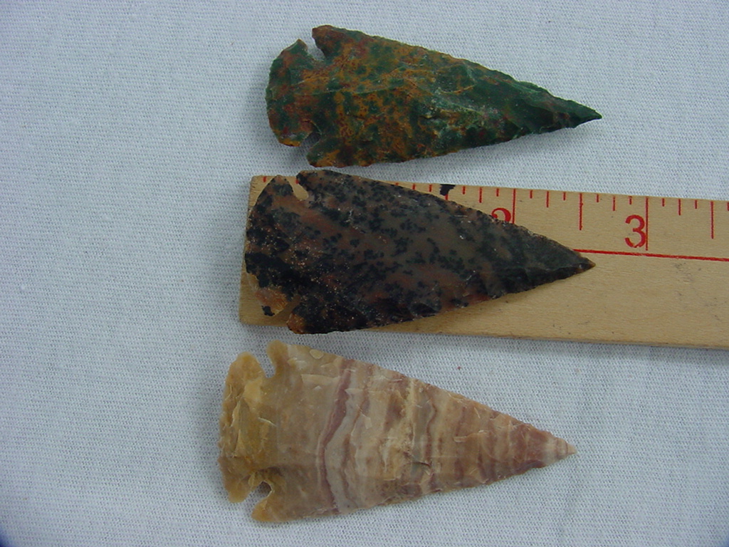 3 replica jasper arrow heads 2 1/2 inch arrowheads xcy114