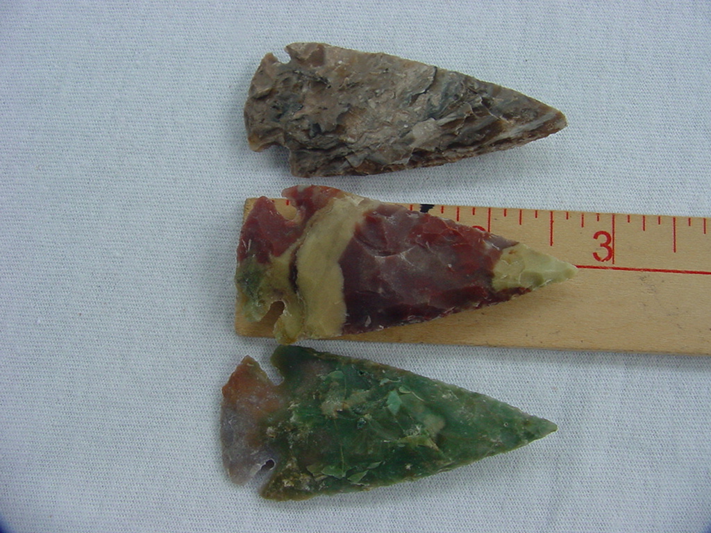 10 1 1/4" to 1 3/4" REPRODUCTION STONE AGATE ARROWHEAD FOR JEWELRY  #3
