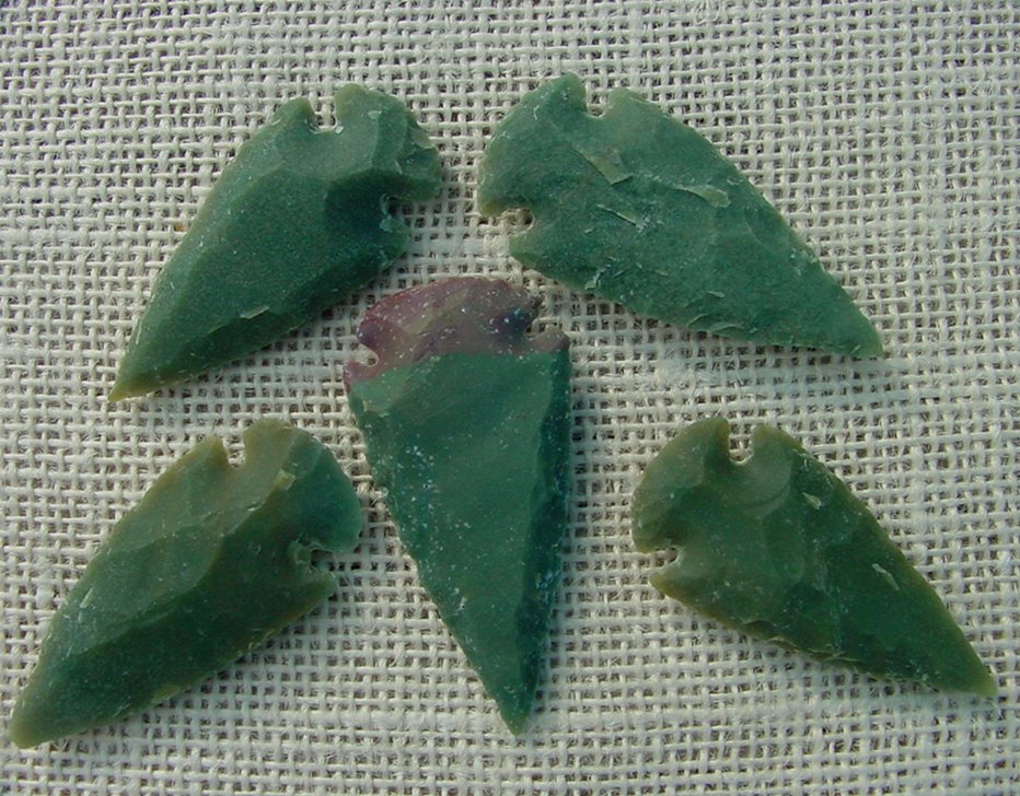 2" inch arrowheads bulk 5 pack green replica arrow points sa565
