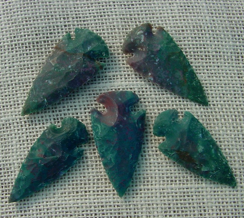 2" inch arrowheads bulk 5 pack green replica arrow points sa568