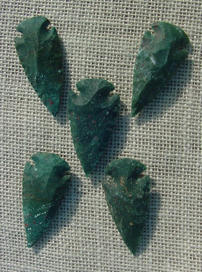 2" inch arrowheads bulk 5 pack green replica arrow points sa576