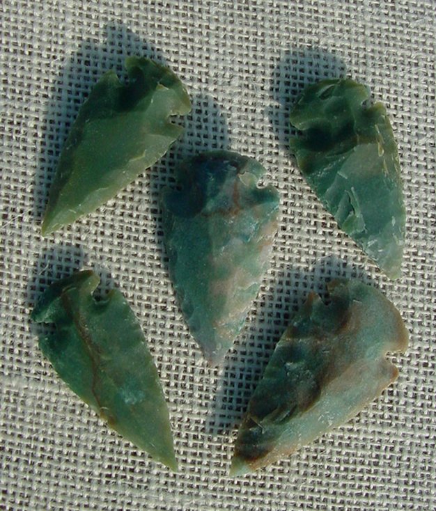 2" inch arrowheads bulk 5 pack green replica arrow points sa579