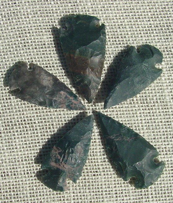 2" inch arrowheads 5 pack dark color replica.bird points sa749