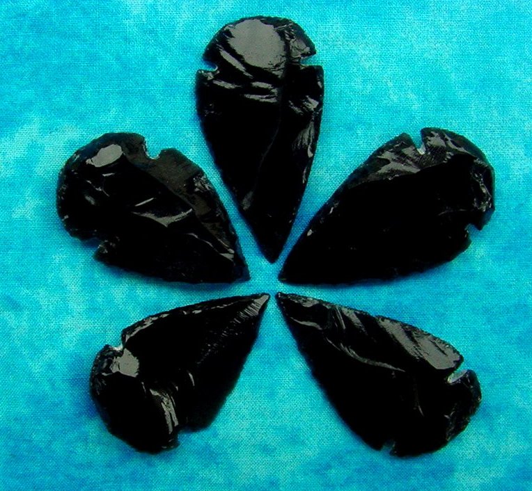 5 pcs Obsidian Arrowhead Points