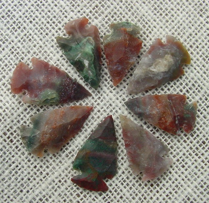 8 green with red multi colors reproduction arrowheads ks602