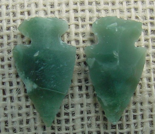 1 pair arrowheads for earrings stone green replica point ae9