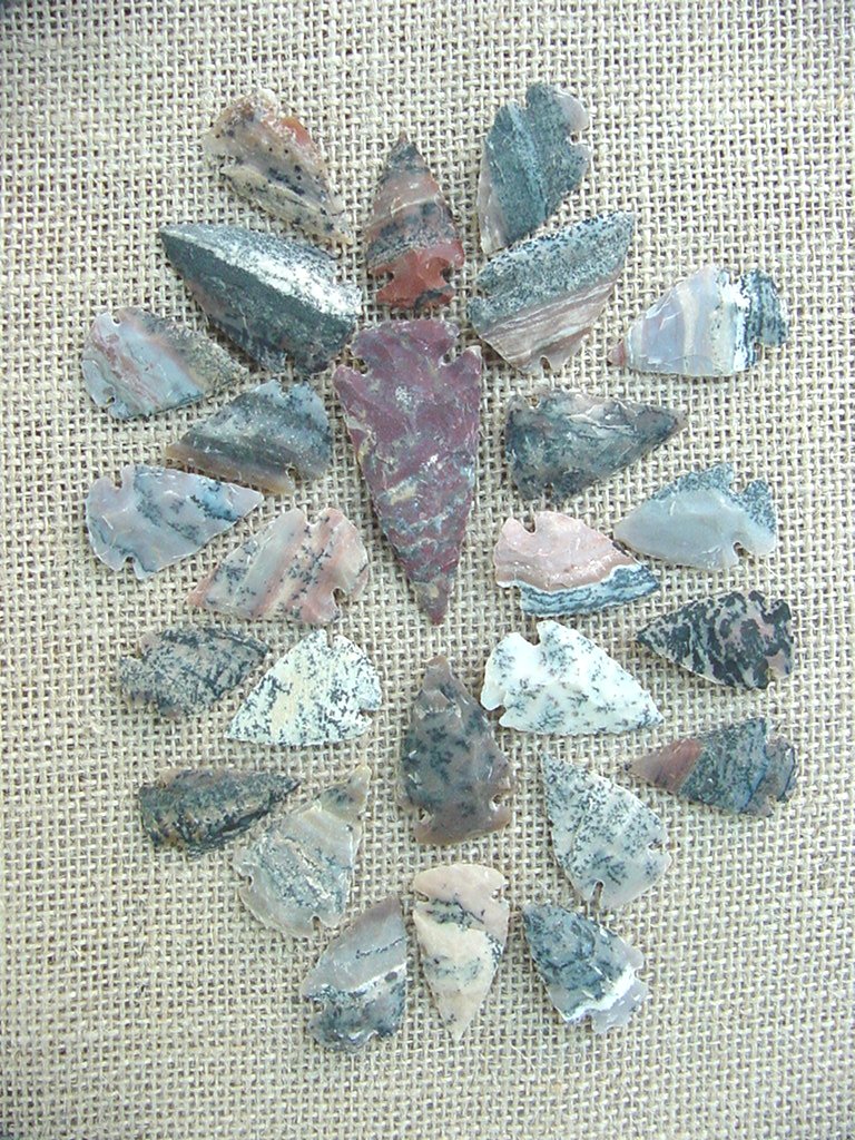 25 pc arrowheads 1 spearhead stone reproduction collection ks134