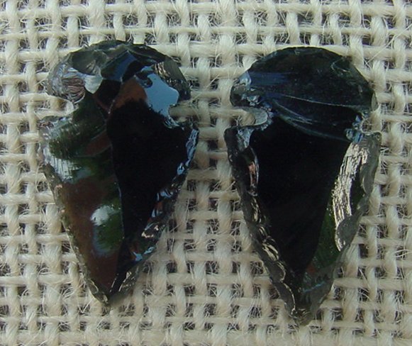 2 Obsidian Arrowhead Spearhead