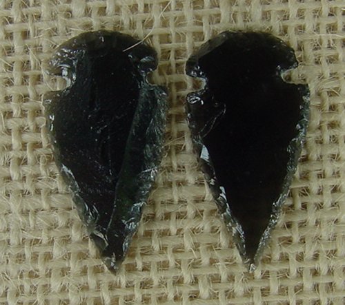 1 pair arrowheads for earrings black obsidian replica obe109