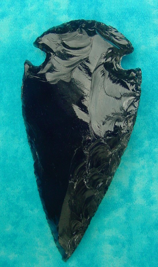 4.07" black obsidian spearhead reproduction black obsidian O350