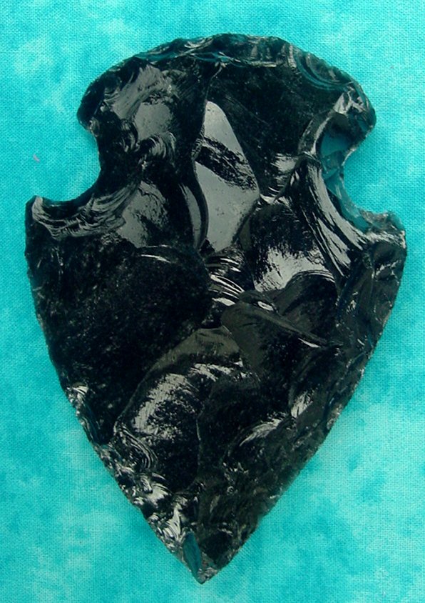 3.77" black obsidian spearhead reproduction black obsidian O354
