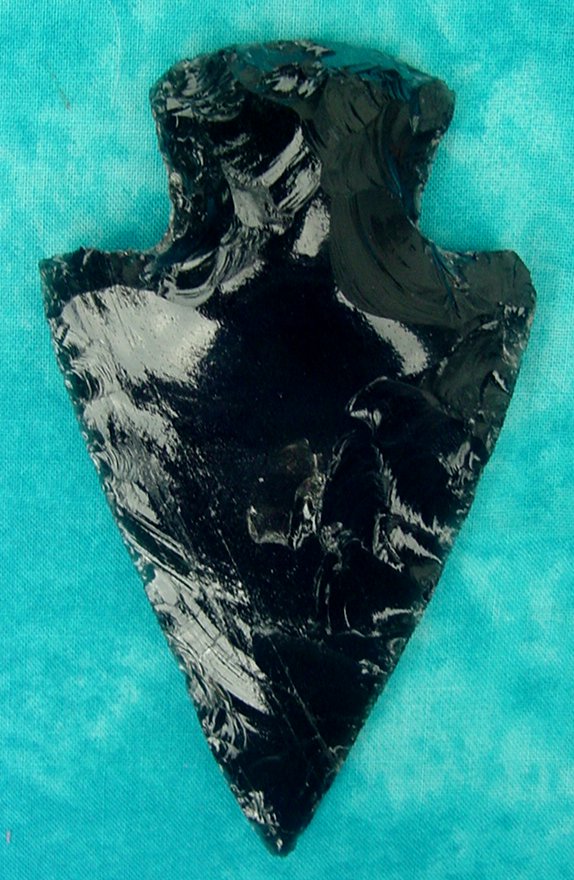 4.03" black obsidian spearhead reproduction black obsidian O360