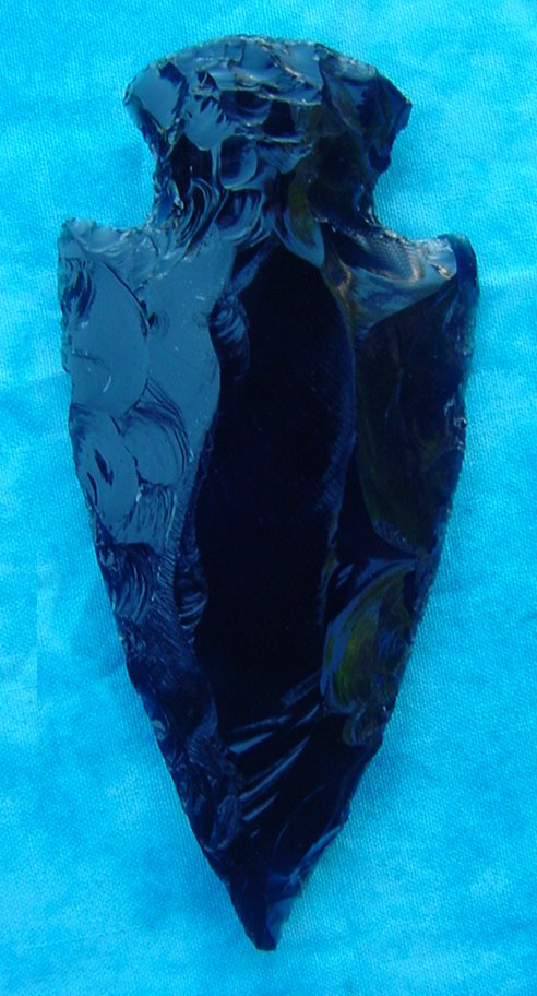 4.00" black obsidian spearhead reproduction black obsidian 0362