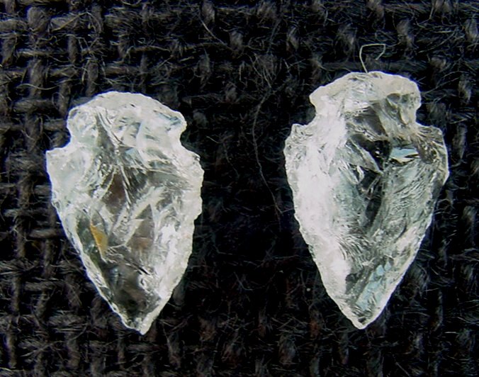 1 pair arrowheads for earrings clear crystal quartz replica cq21
