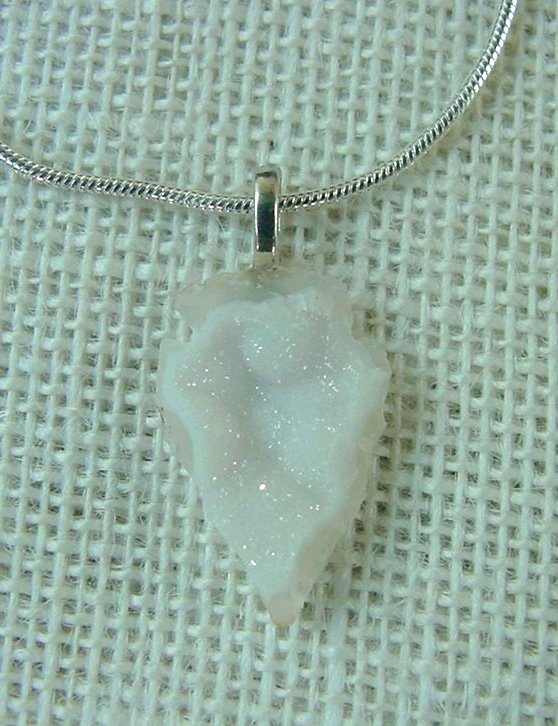 1.18" druzy arrowhead necklace reproduction white crystal na39