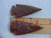 2 reproduction arrowheads 2 1/4 inch jasper arrow heads z162