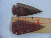 2 reproduction arrowheads 2 1/4 inch jasper arrow heads z162