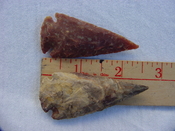 2 reproduction arrow heads 2 1/2 inch jasper arrowheads  z102