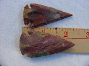 2 reproduction arrowheads 2 1/4 inch jasper arrow heads z161