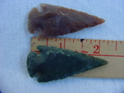 2 reproduction arrowheads 2 1/4 inch jasper arrow heads z147