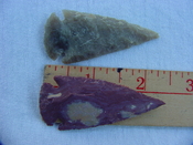 2 reproduction arrow heads 2 1/4 inch jasper arrowheads z106