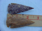 2 reproduction arrow heads 2 1/2 inch jasper arrowheads z131