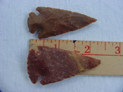 2 reproduction arrowheads 2 1/4 inch jasper arrow heads z151