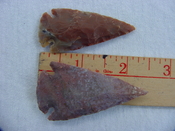 2 reproduction arrowheads 2 1/4 inch jasper arrow heads z119