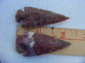 2 reproduction arrow heads 2 1/4 inch jasper arrowheads z110