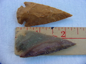 2 reproduction arrowheads 2 1/4 inch jasper arrow heads z163