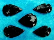 5 obsidian arrowheads reproduction black spearheads o65
