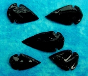 5 obsidian arrowheads reproduction black spearheads o57