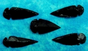 5 obsidian arrowheads reproduction black spearheads o58