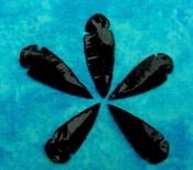 5 obsidian arrowheads reproduction black spearheads O20
