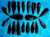 20 obsidian spearheads reproduction black arrowheads O46