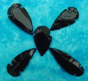 5 obsidian arrowheads reproduction black spearheads O25