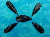 5 obsidian arrowheads reproduction black spearheads O22