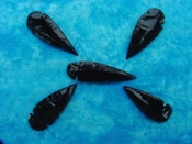 5 obsidian arrowheads reproduction black spearheads O34