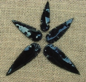 5 obsidian arrowheads reproduction black arrowheads O33