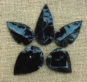 5 obsidian arrowheads reproduction black arrowheads O56
