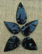 5 obsidian arrowheads reproduction black arrowheads O66