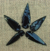 5 obsidian arrowheads reproduction black arrowheads O69