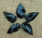 5 obsidian arrowheads reproduction black arrowheads O101