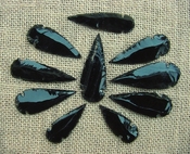 10 obsidian arrowheads reproduction black arrowheads O61