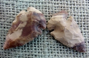 2 arrowheads reproduction tan brown arrowheads bird points ks325